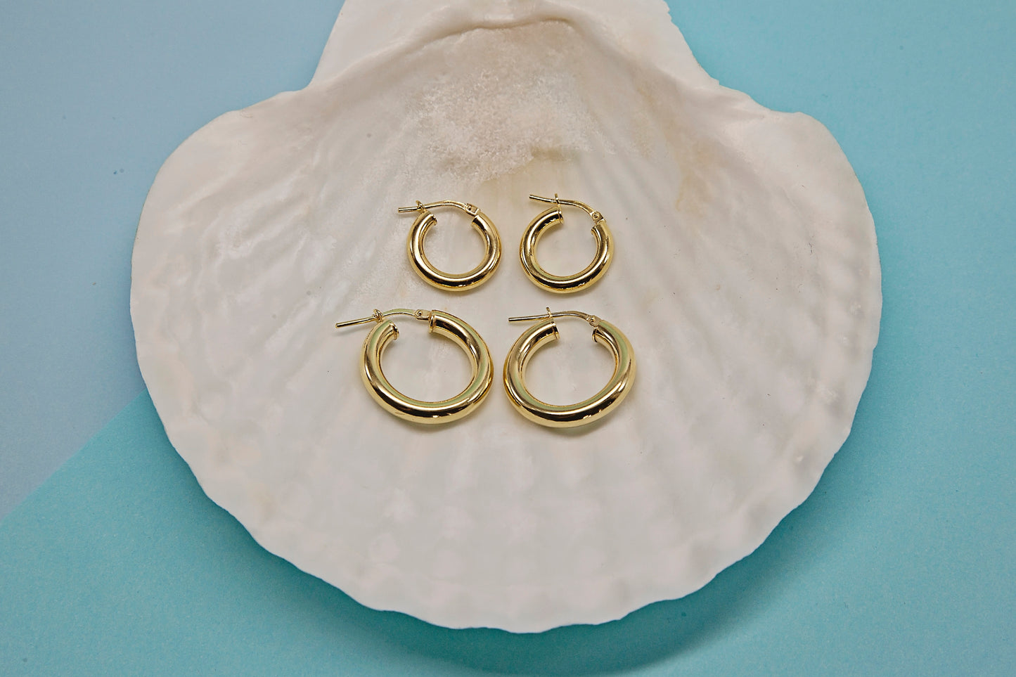 Gold-Plated Sterling Silver Tube Hoop Earrings - Medium