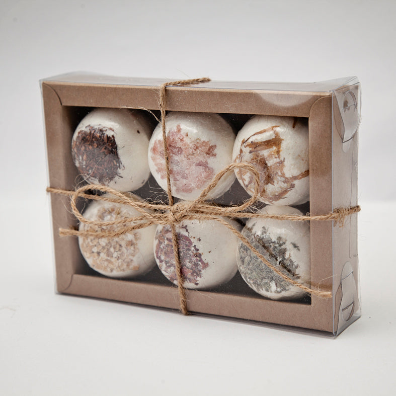 Box Set of 6 Small Natural Bath Bombs