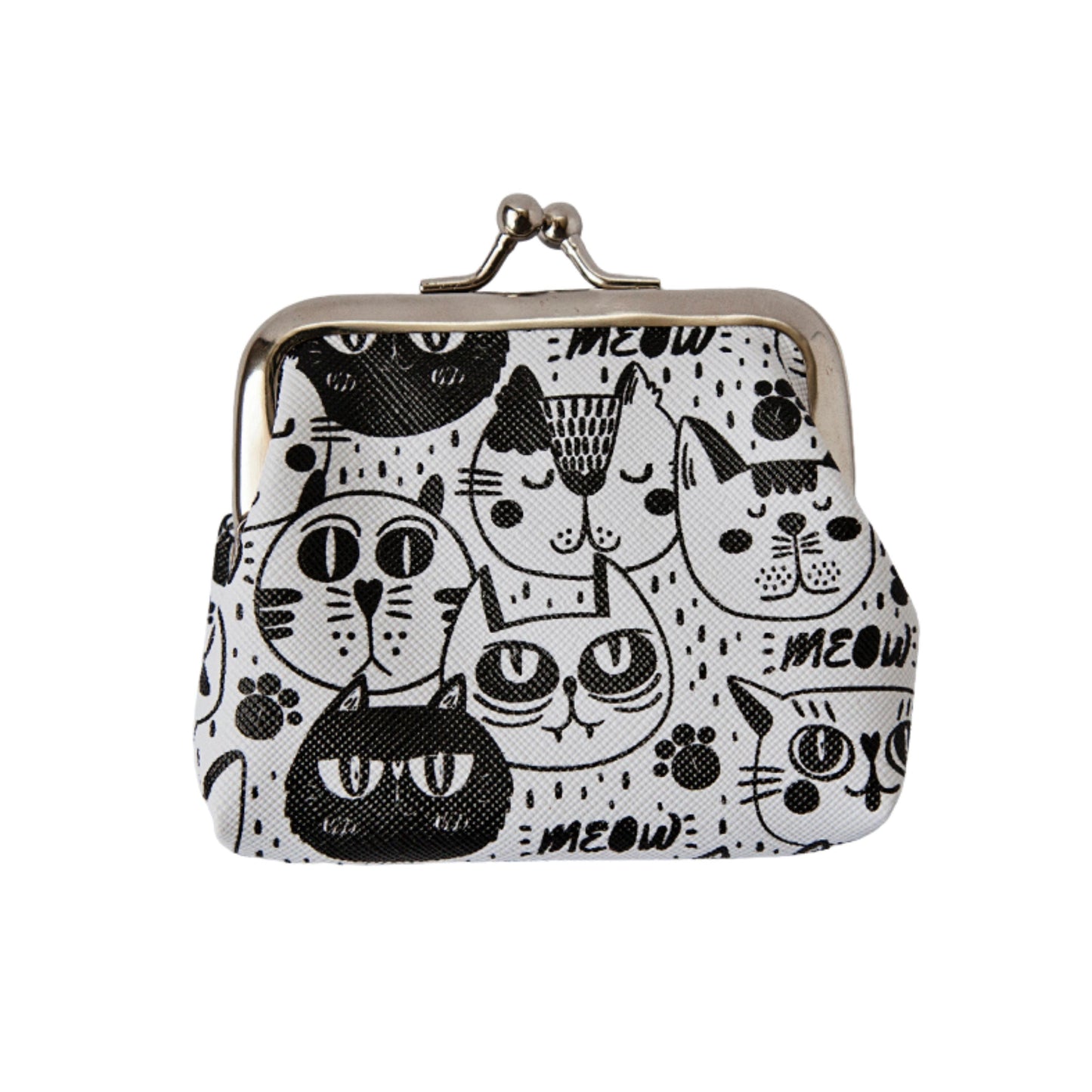 Mini Clasp Coin Purse - Black and White Cat