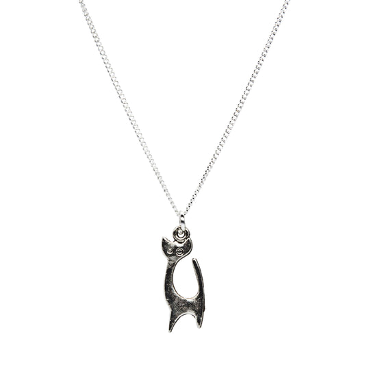 Silver Cat Necklace - Adjustable Length