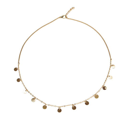 Delicate Hanging Disc Necklace - Gold