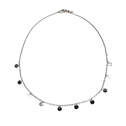 Delicate Hanging Disc Necklace - Silver