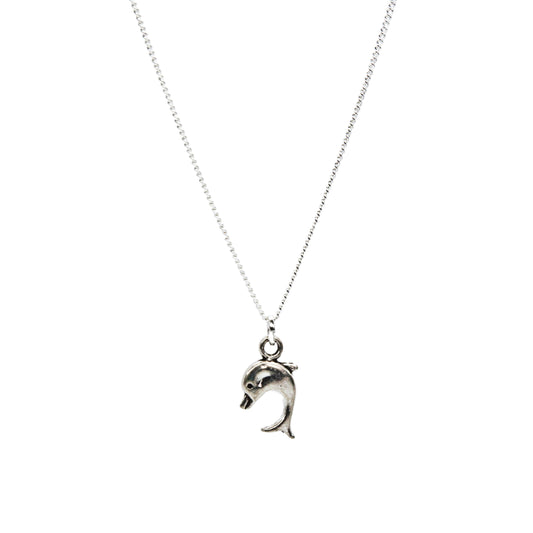 Silver Dolphin Pendant Necklace - Adjustable Length