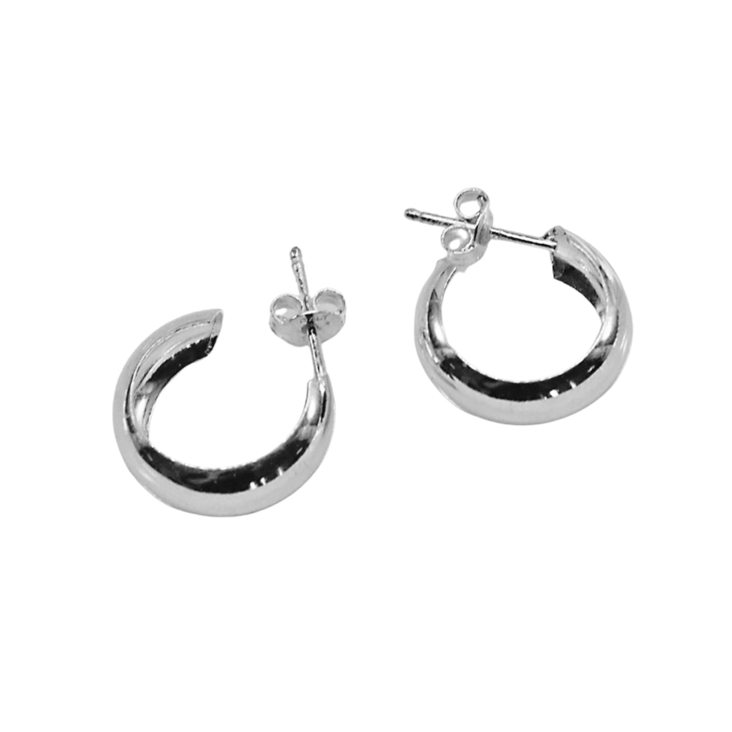 Thick Small Sterling Silver Hoop Earrings