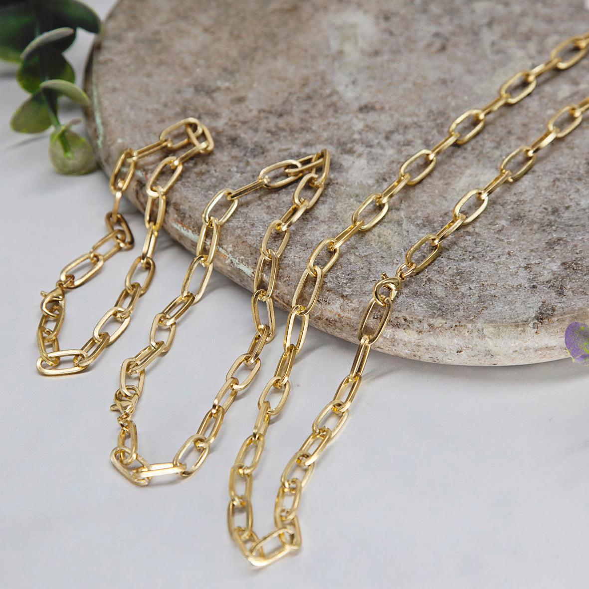 Paperclip Large Link Anklet - Gold