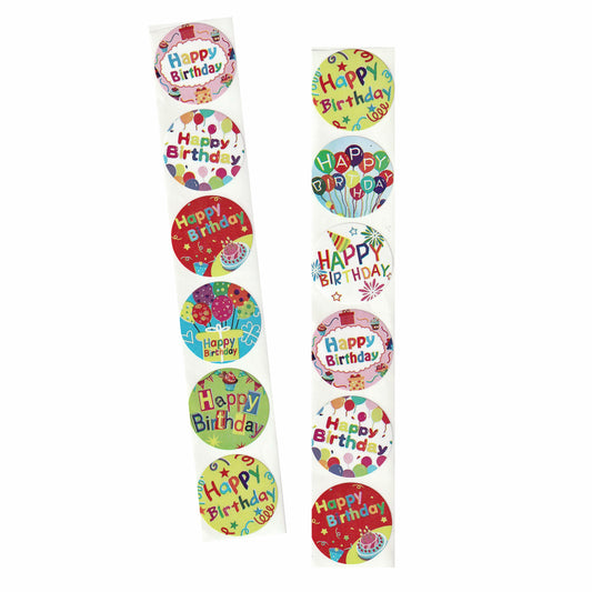 Happy Birthday Stickers - 12 Pack