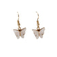Gold Butterfly Earrings in Pearlescent White