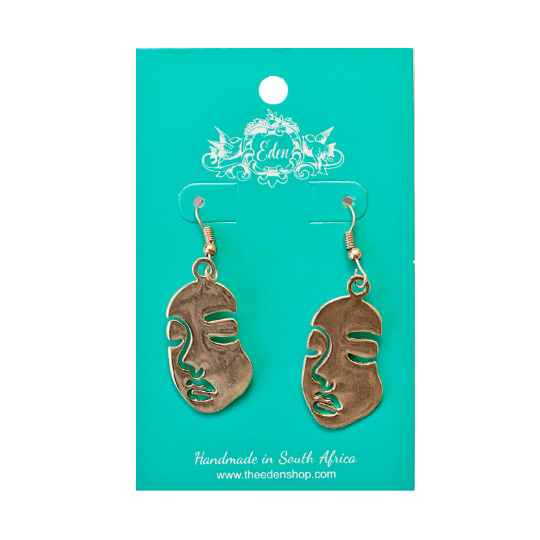 Gold Solid Face Earrings