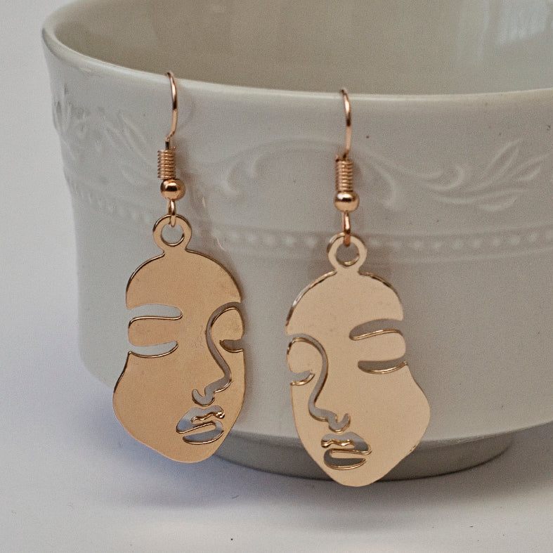 Gold Solid Face Earrings