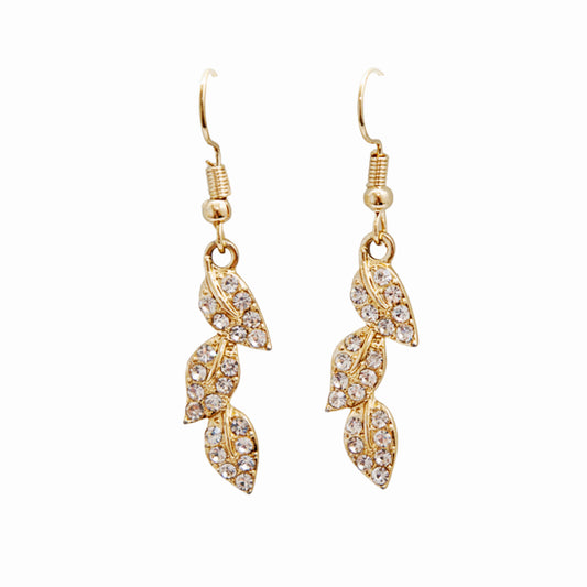 Gold Leaf Diamante Earrings