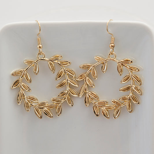 Gold Leaf Wreath Earrings
