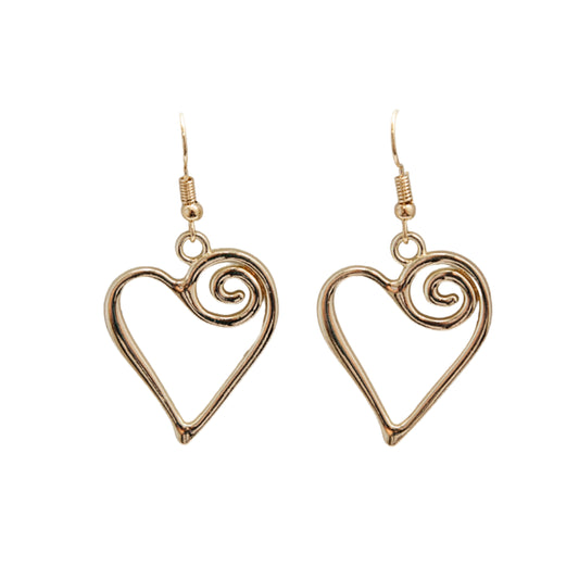 Gold Swirl Heart Earrings