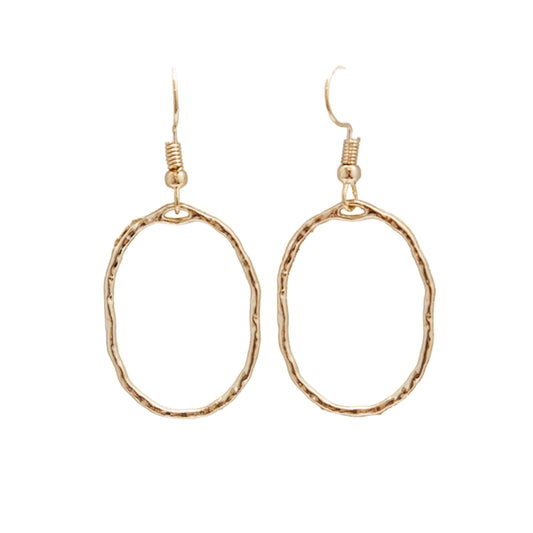 Abstract Oval Hammered Gold Earrings