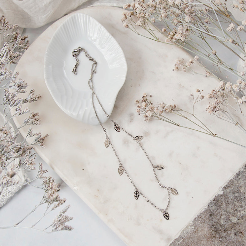 Delicate Silver Leaf Charm Necklace