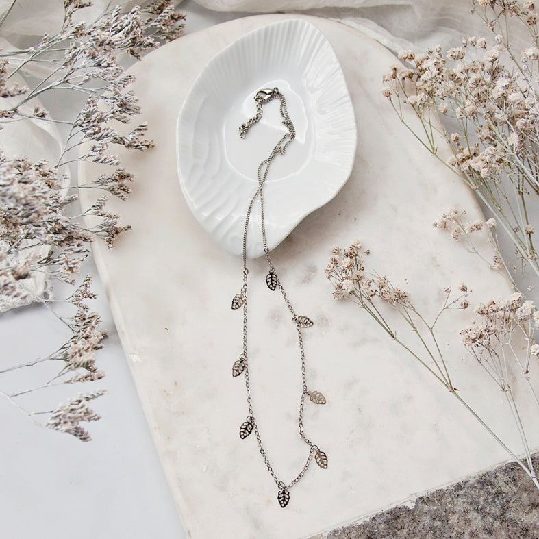 Delicate Silver Leaf Charm Necklace