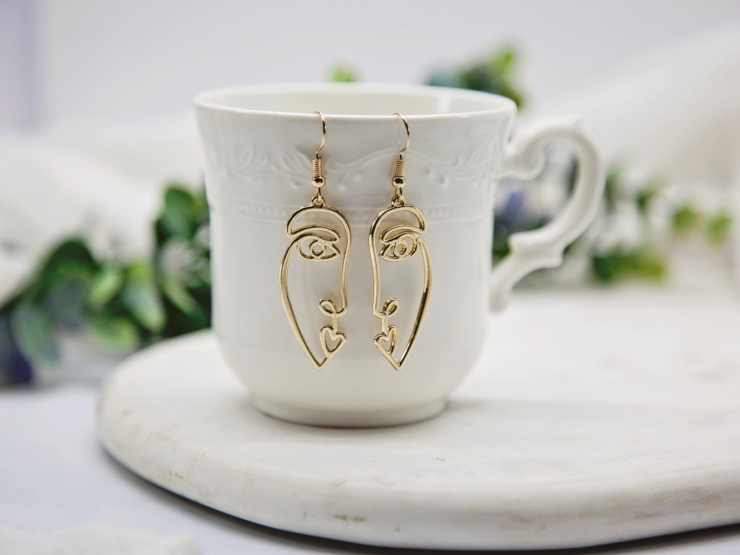 Abstract Gold Face Earrings