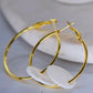 Gold Hoop Earrings with Mother of Pearl Shell Discs