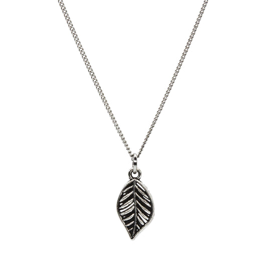 Silver Solid Leaf Necklace - Adjustable Length