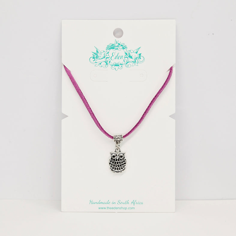 Owl Suede Choker Necklace - Variety of Colours