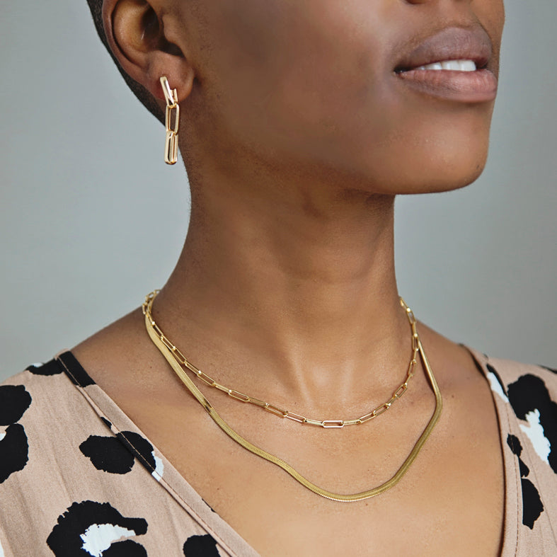 Gold-Plated Sterling Silver Paperclip Necklace (Long Link)