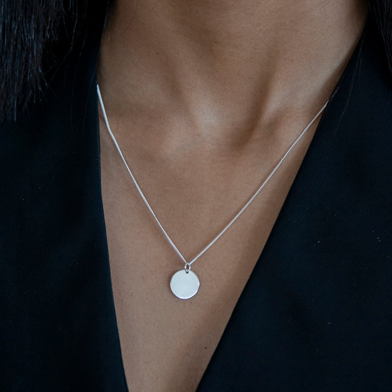 Solid Disc Sterling Silver Necklace