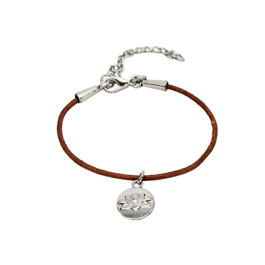 Lotus Rolled Leather Bracelet - Various Colours