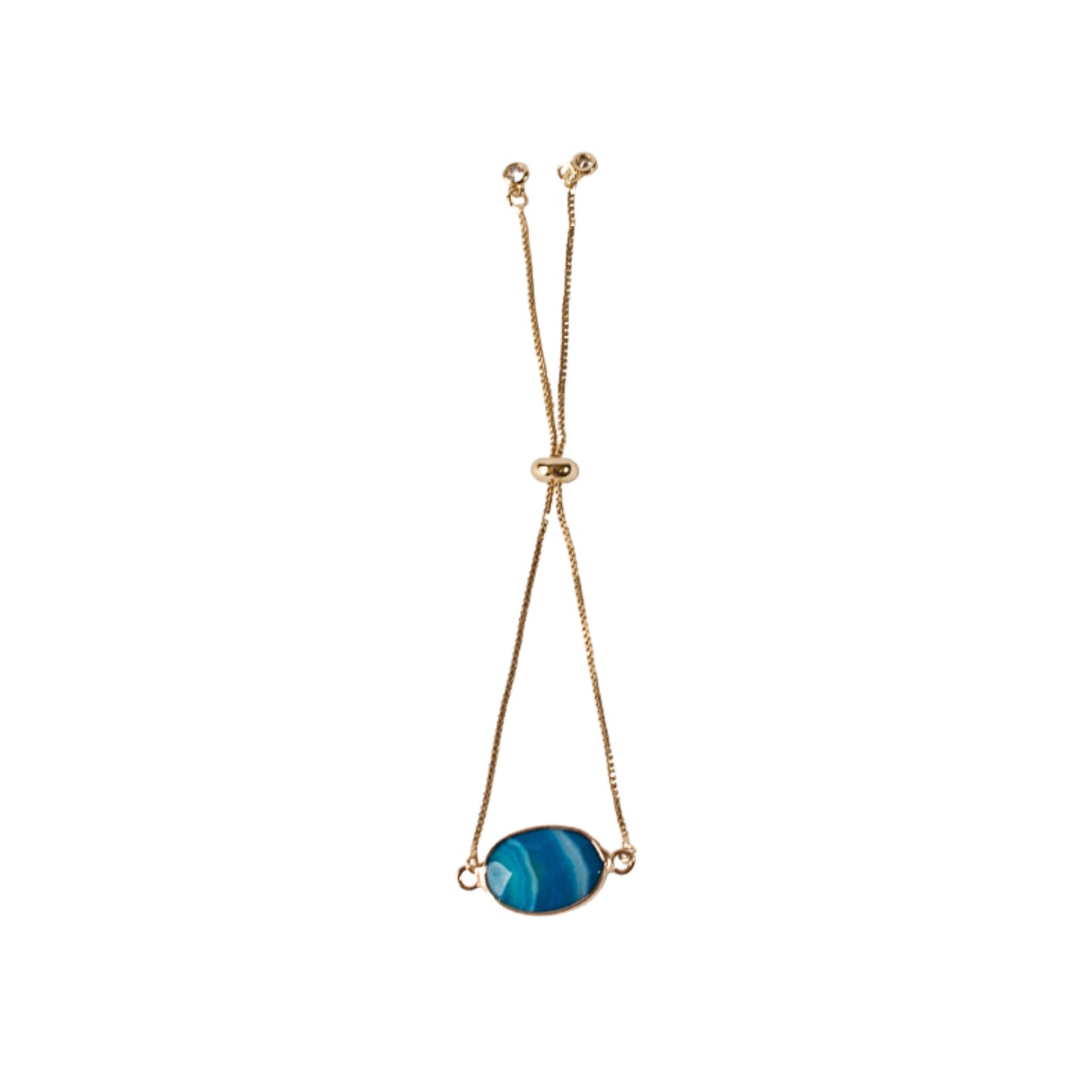 Turquoise Blue Agate Stone Adjustable Bracelet
