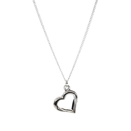 Silver Open heart 1 Necklace - Adjustable Length