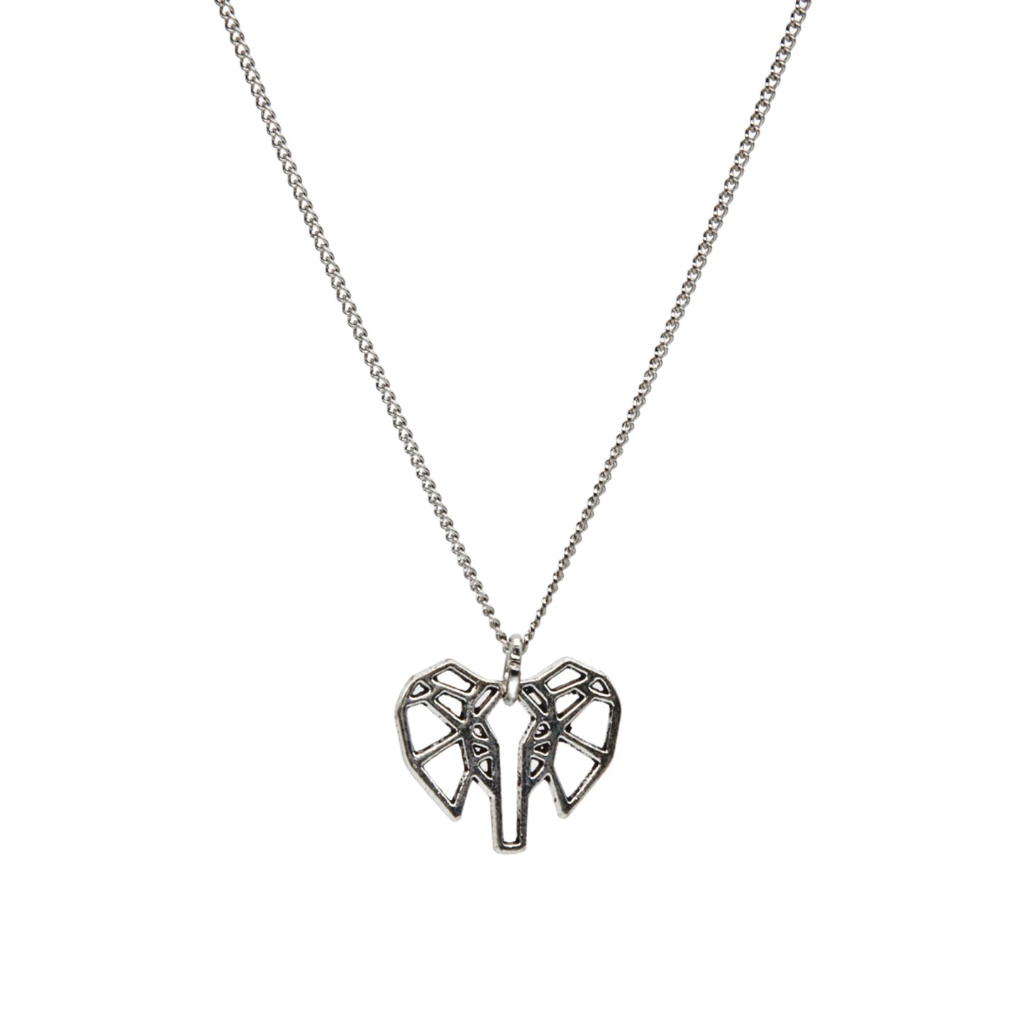 Silver Origami Elephant Head Necklace - Adjustable Length