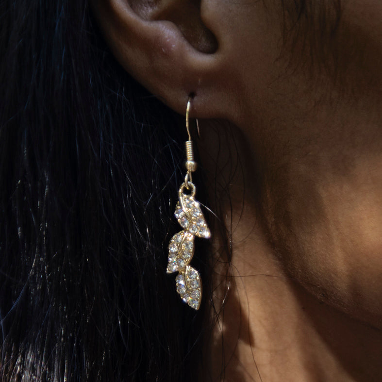 Gold Leaf Diamante Earrings