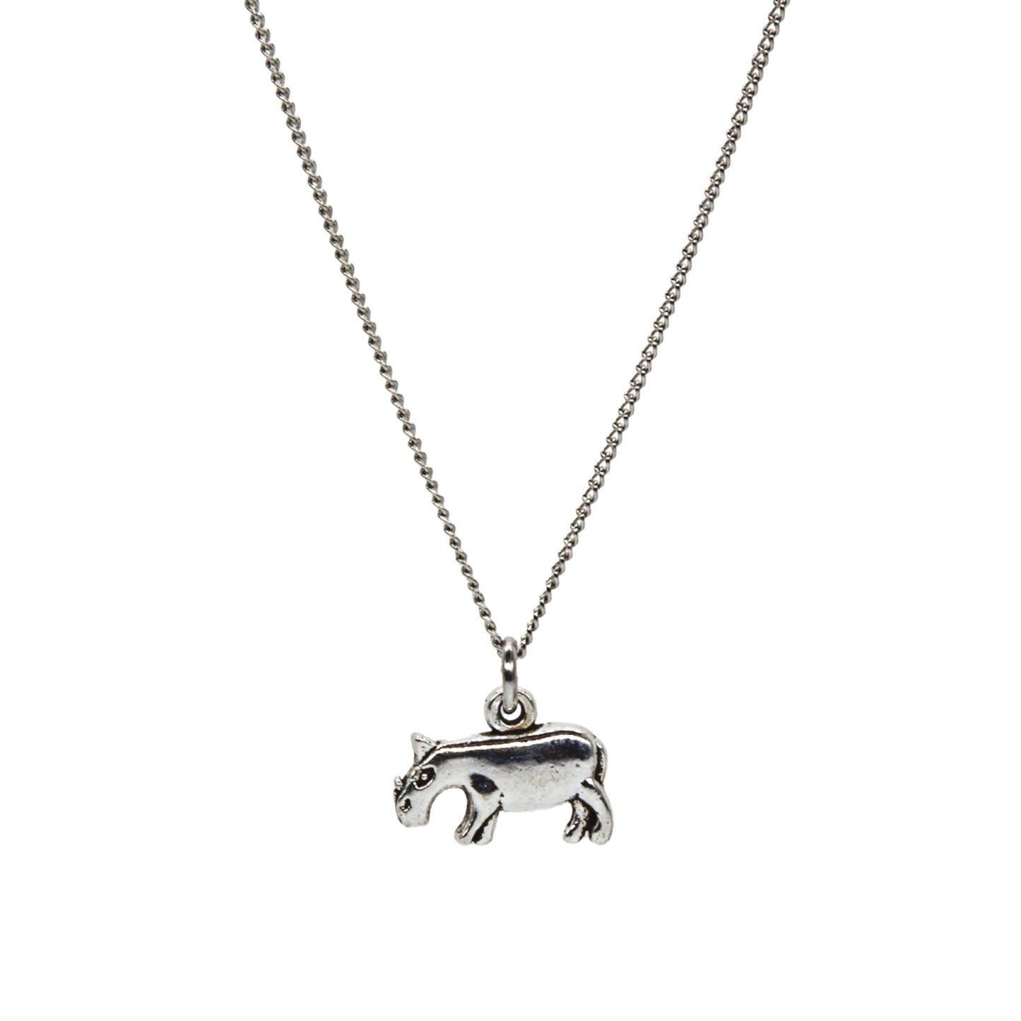 Silver Rhino Necklace - Adjustable Length