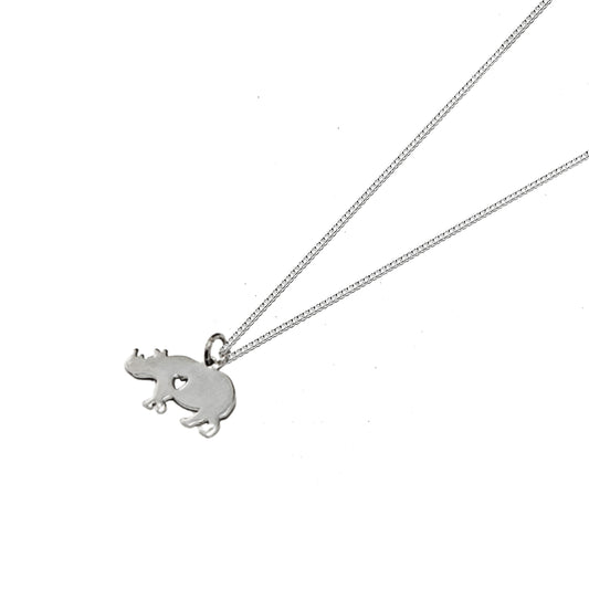 Sterling Silver Rhino with Heart Necklace