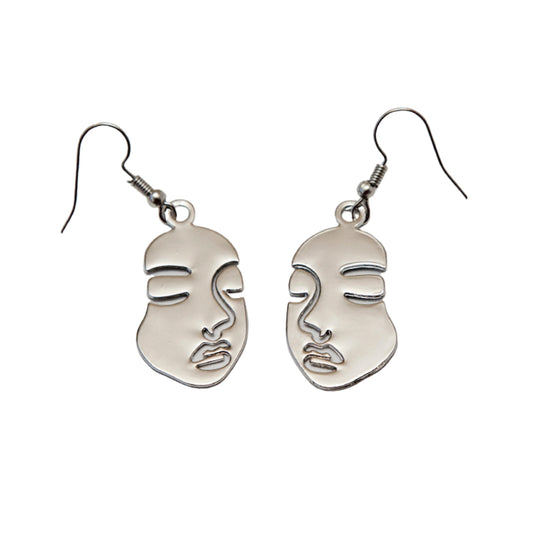 Silver Solid Face Earrings
