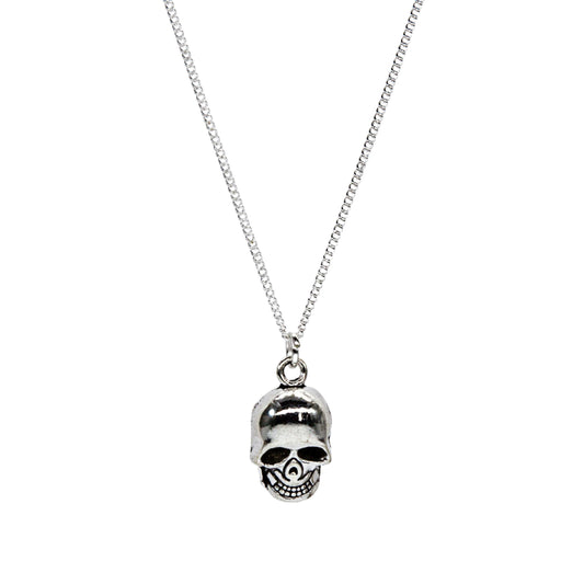 Silver Skull Necklace - Adjustable Length