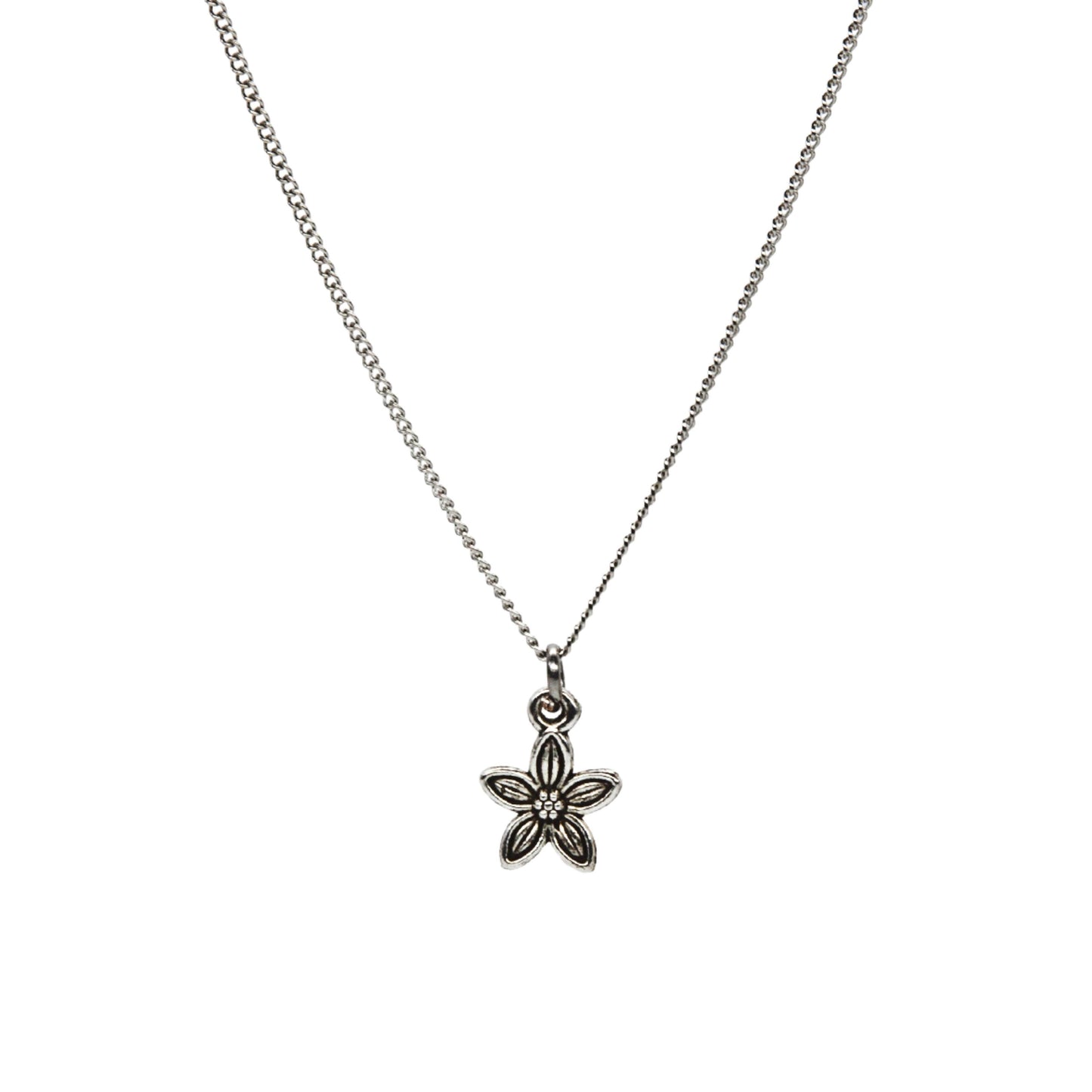 Silver Small Flower Necklace - Adjustable Length