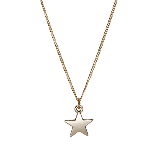 Gold Solid Star Necklace - Adjustable Length