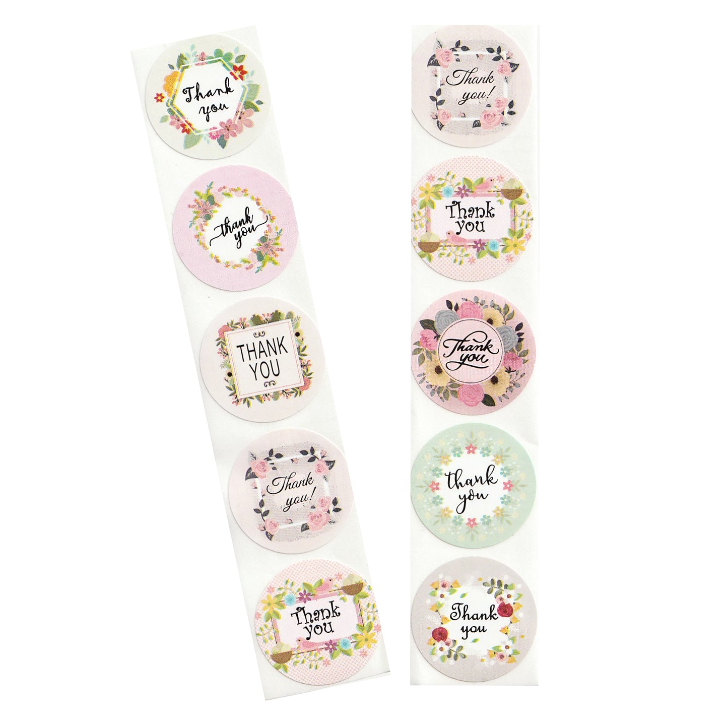 Thank You Pastel Floral Stickers - 10 Pack