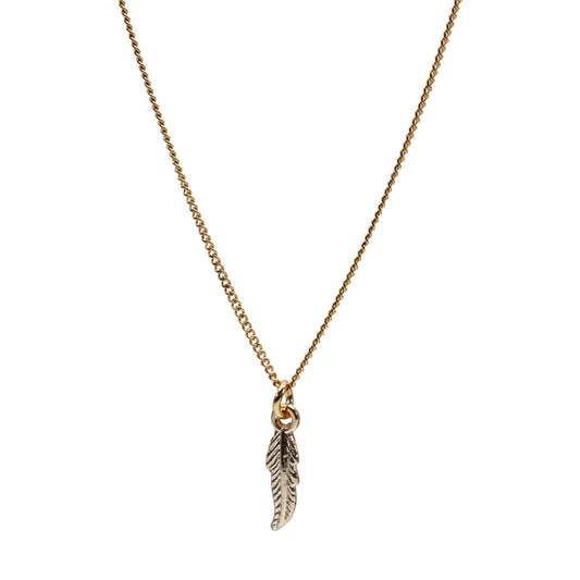 Gold Tiny Petite Feather Necklace - Adjustable Length