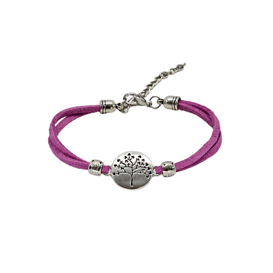 Tree on Disc Suede Bracelet - Variety of Colours