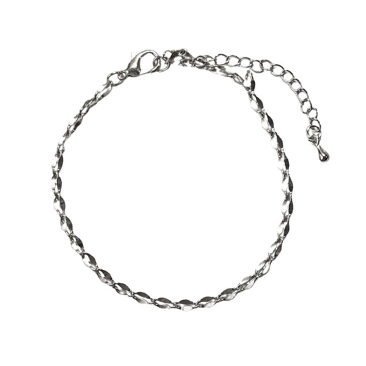 Twisty Chain Anklet - Silver