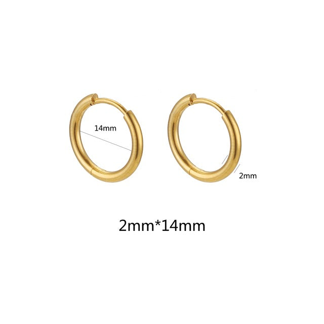 Stainless Steel Gold Hoop Earrings -14mm