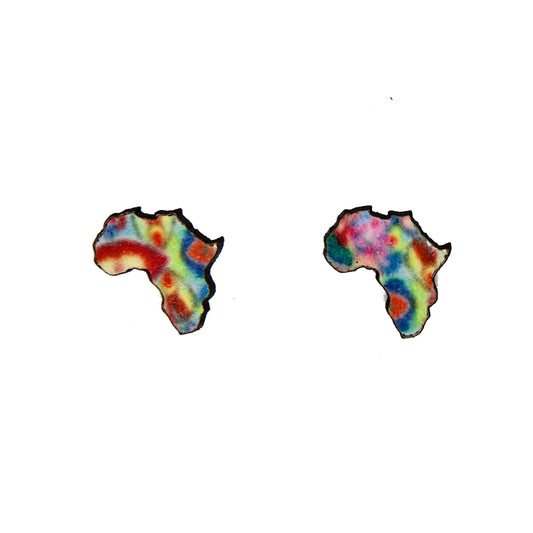 Africa Stud Earrings - Bright Colours Pattern