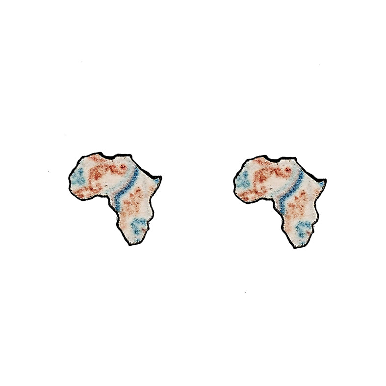 Africa Stud Earrings - Blue & Orange Pattern