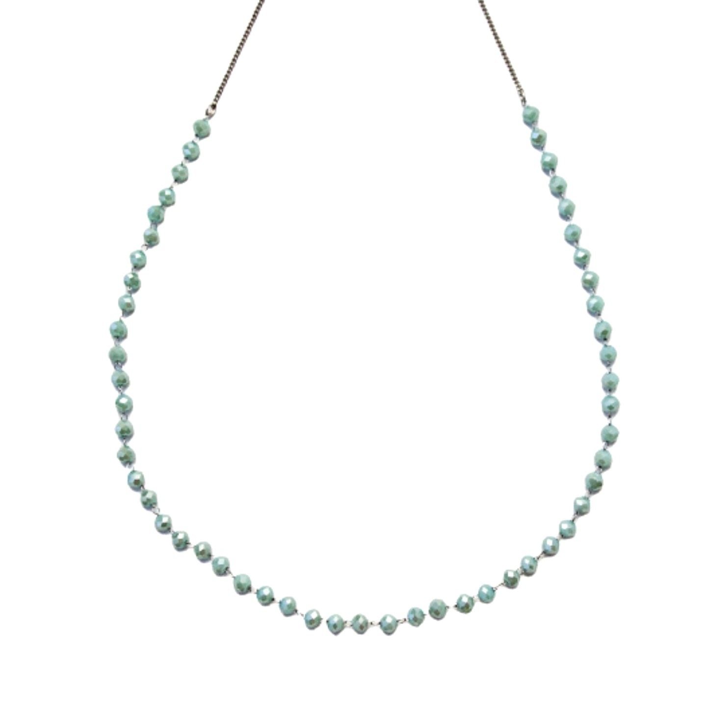 Delicate Crystal Bead Necklace - Aqua