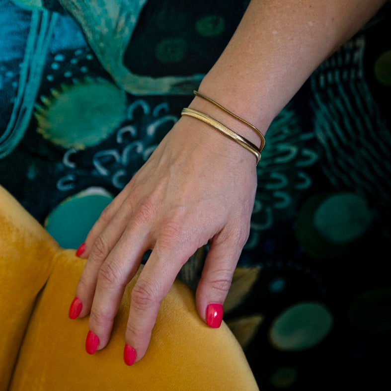 Stainless Steel Gold Herringbone Bracelet