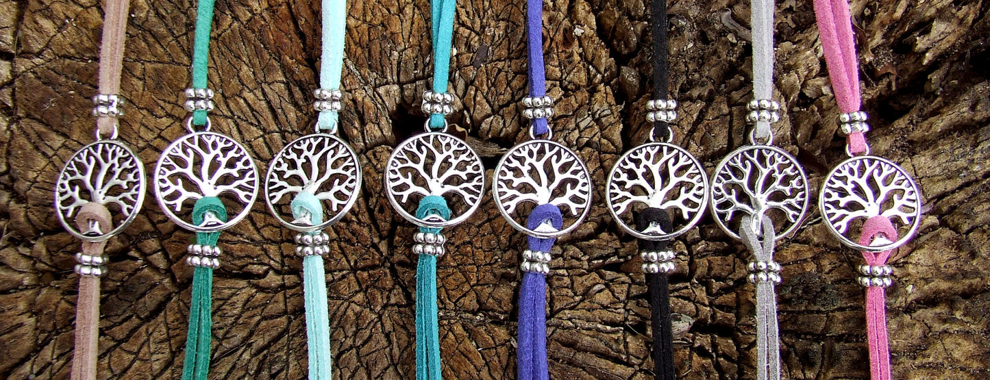 Suede Tree of Life Bracelet