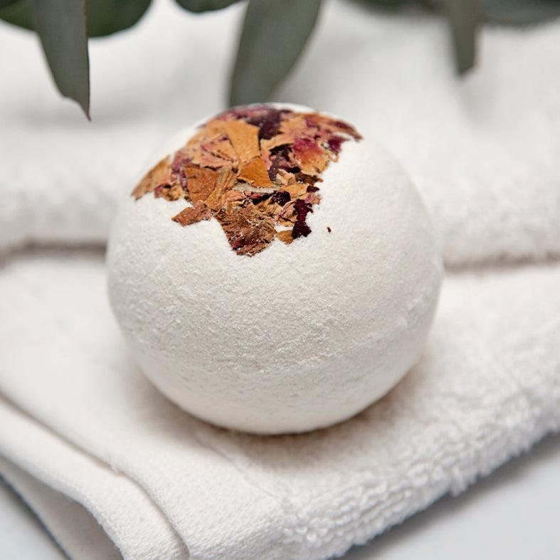 Lavender Bath Bomb Topped With Rose Petals